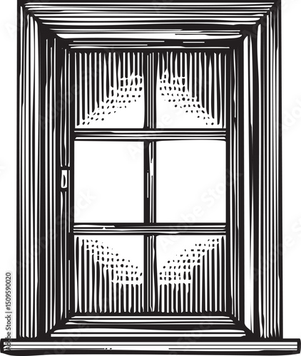simple wooden window with a divided pane showcases sunlight streaming through.