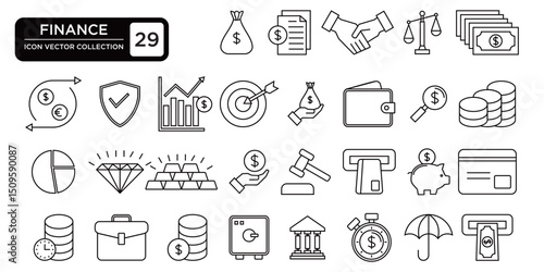 Finance collection, editable and resizable vector icon templates.
