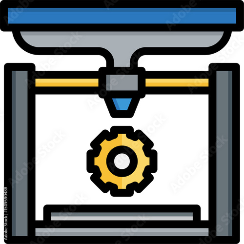 3d printer creates gear in workshop, showcasing additive manufacturing process with precision and innovation.