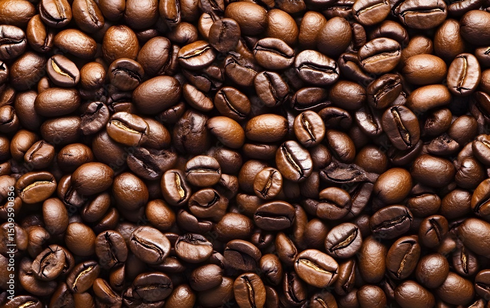Fototapeta premium Roasted Coffee Beans Background Texture Closeup