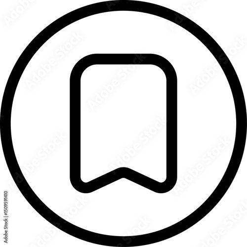 Simple bookmark symbol inside a circle representing saving or marking content for later use in a minimalist and clean style.