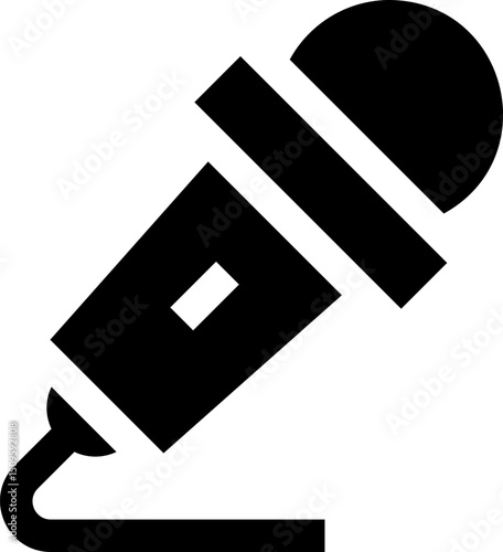 Microphone stands ready on stage, awaiting the performer's voice in anticipation of a captivating performance, creating an atmosphere of excitement and expectation.