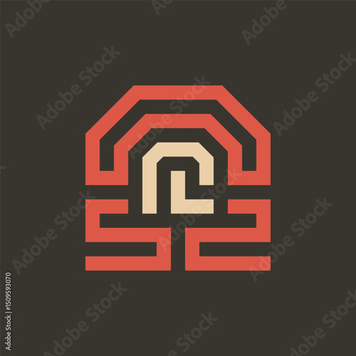 AL Initial Retro Emblem Logo