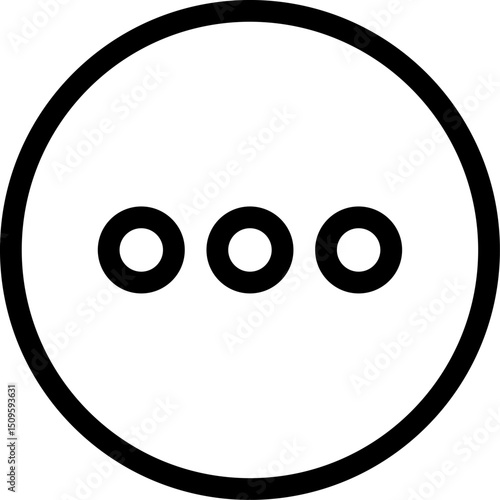 Three dots inside a circle represent a loading or more options symbol on a white screen, indicating waiting or additional choices, modern and simple.