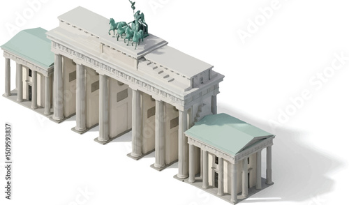 3D Isometric Brandenburg Gate A Detailed Architectural Model - EPS Vector Illustration