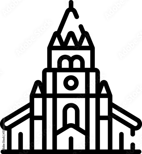 Church silhouette stands tall against a clear sky, showcasing its architectural details and creating a sense of serenity.