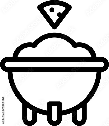 Bowl of guacamole sits with a tortilla chip above it, ready to be dipped, showcasing a delicious and simple snack in a minimalist style.