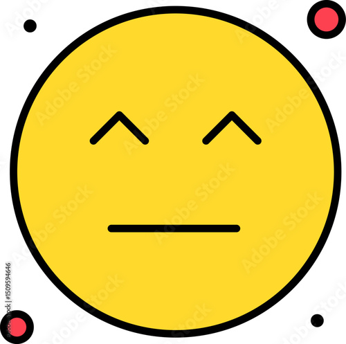 Yellow smiley face expressing neutrality with closed eyes and a straight mouth, conveying a sense of indifference or calm on a white backdrop.
