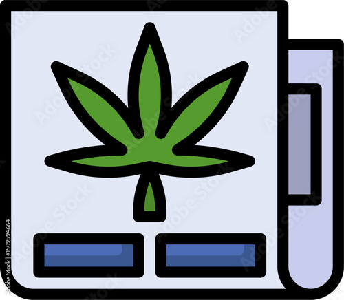 Cannabis leaf displayed on a digital tablet screen with blue accents, representing information and technology related to marijuana, in a modern and informative way.