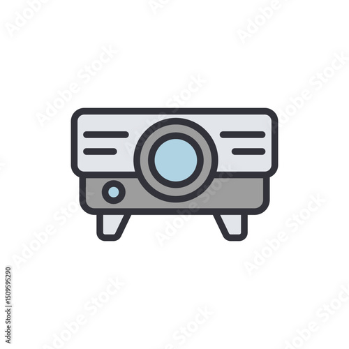 Modern Digital Projector Icon For Presentation Or Multimedia Entertainment