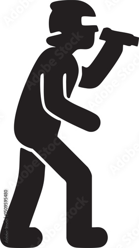 silhouetted figure peers intently through a handheld device.