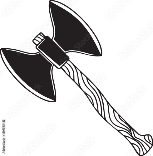 black head rests upon a wooden handle.