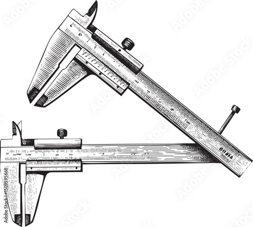 Two measuring instruments rest side-by-side on a wooden surface.