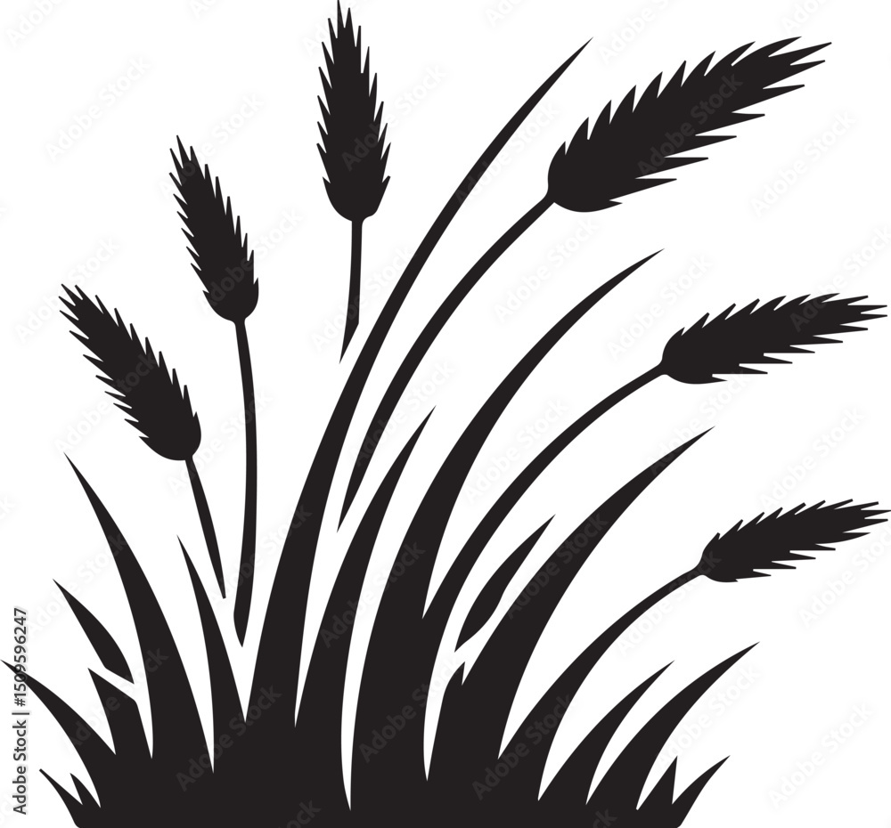 Obraz premium Silhouette garden grass vector illustration