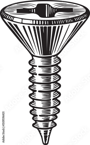 detailed black and white of a single screw.