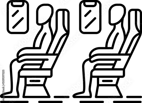 Passengers sitting in airplane seats during flight, enjoying the journey and looking out the window, creating a sense of adventure and excitement.