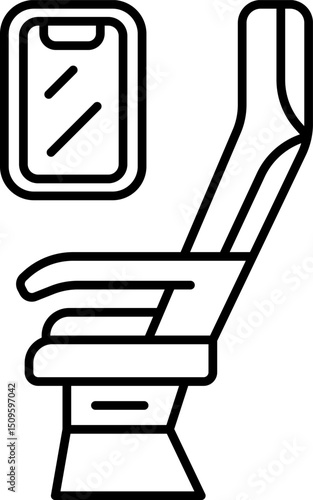 Airplane seat sits empty next to window during flight, suggesting travel or a vacant spot, creating a sense of solitude and anticipation.