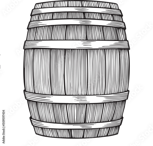 weathered wooden barrel stands upright presenting a classic .