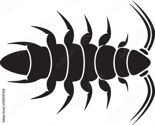 stylized black scorpion on a white background.