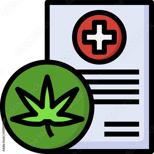 Medical document displays cannabis leaf symbol, representing alternative medicine and healthcare options for patients in need of treatment.