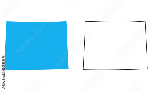 Map of the state of Wyoming, United States. Map with detailed outlines and blue silhouettes	