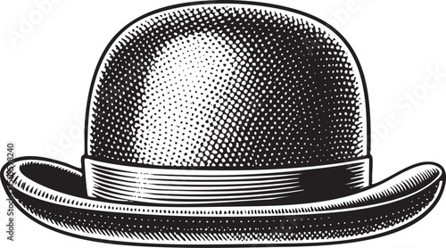 detailed black and white of a classic bowler hat.