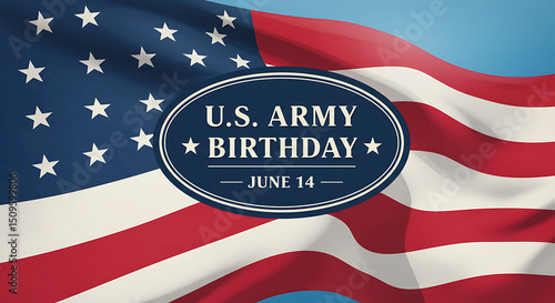 Wallpaper Mural US Army Birthday June 14 Emblem on Waving USA Flag Illustration for Holiday Greeting Torontodigital.ca