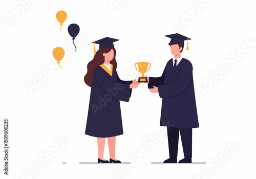 Graduation Ceremony Students Celebrate Achievement Trophy Exchange Success