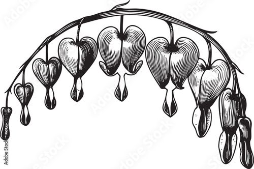 delicate branch displays a cascade of heart-shaped seed pods.