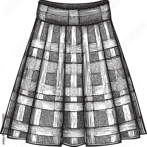 detailed black and white of a pleated skirt.