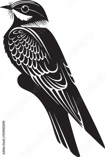 stylized black silhouette of a swift bird in flight.