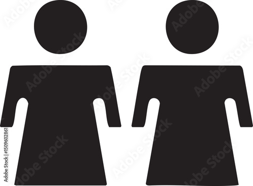 Two individuals stand side-by-side in a simple representation.
