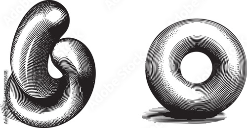 Two intertwined abstract shapes create a mesmerizing optical illusion.