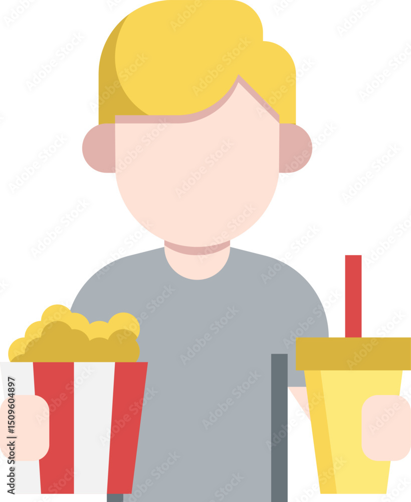 watching a movie illustration on a white background watching a movie illustration on a white background