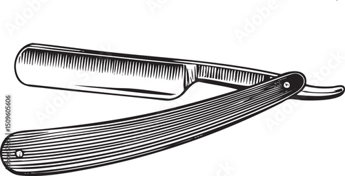 vintage straight razor rests on a grooming comb.