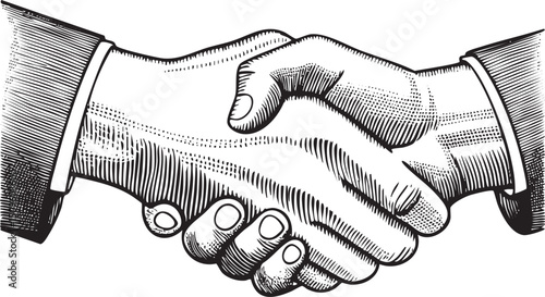 Two hands shake in a formal agreement.