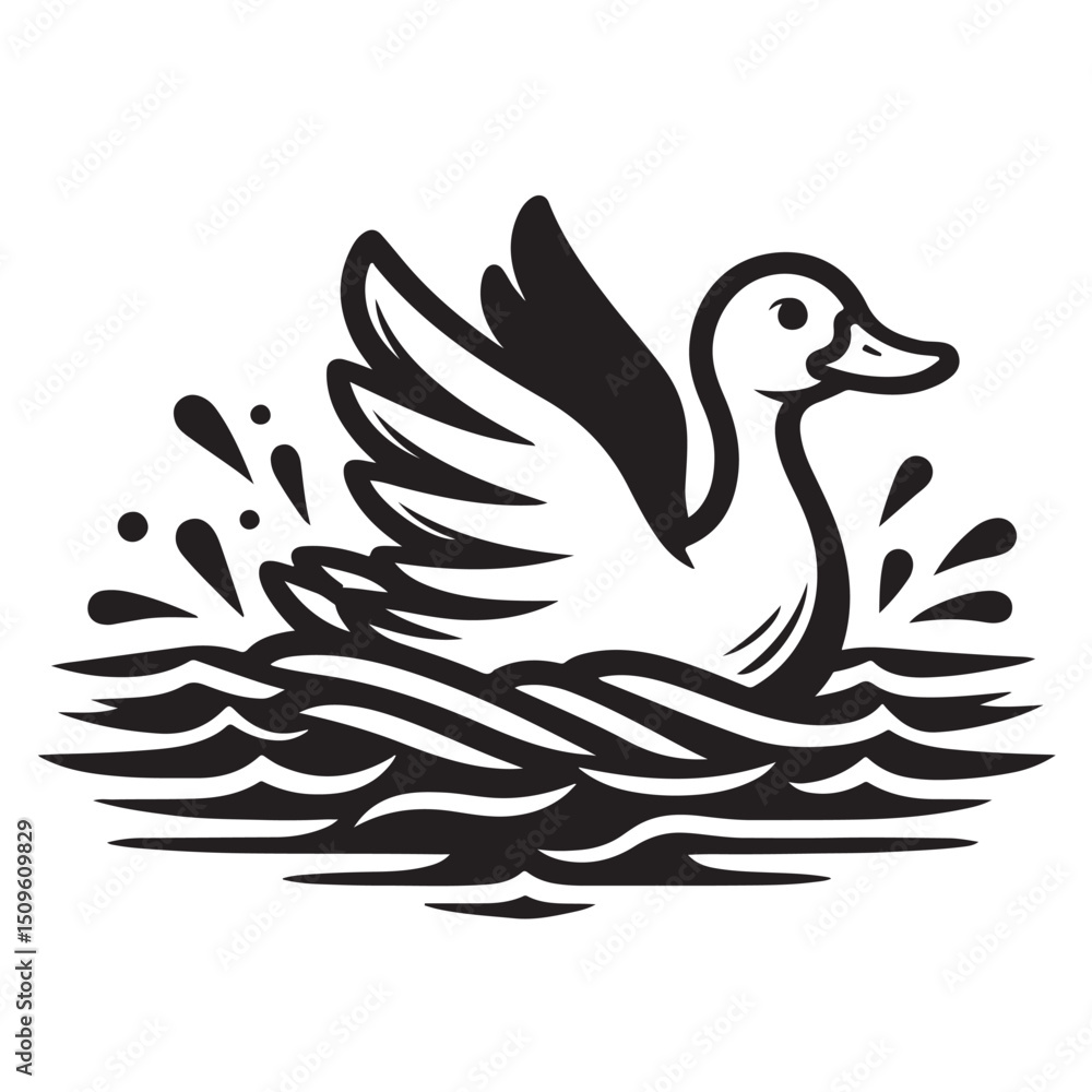 Fototapeta premium wood duck on water vector illustration