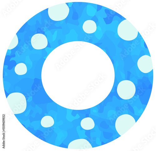 水玉模様の浮き輪のイラスト 青色 ベクター素材