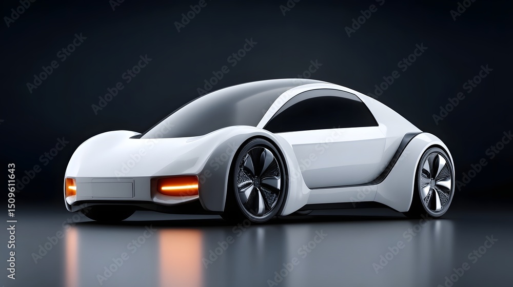 Fototapeta premium Sleek and futuristic concept car on dark background