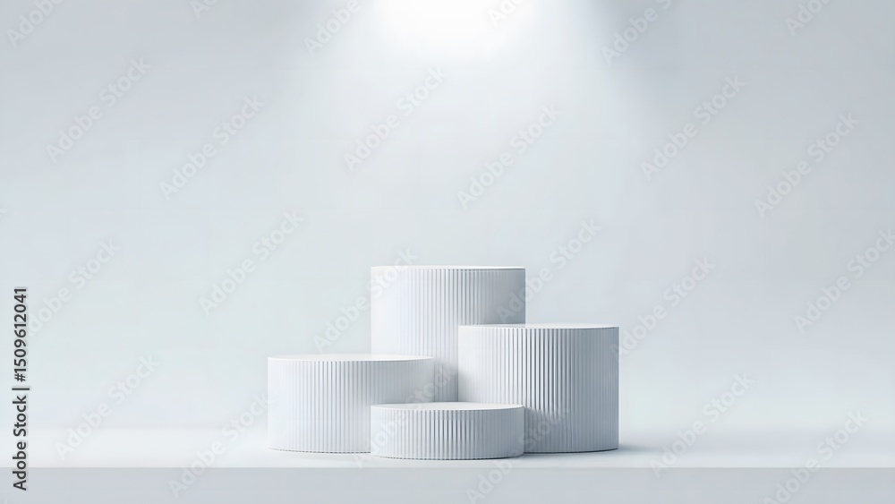 Minimalist white product display stand for mockups and product presentation in studio Minimalist white product display stand for mockups and product presentation in studio