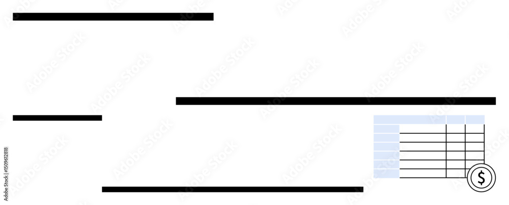 Blank check layout design with a small financial table and dollar symbol, representing payments, finances, banking, payroll, budgeting, transactions, and accounting themes. Ideal for flat simple Blank check layout design with a small financial table and dollar symbol, representing payments, finances, banking, payroll, budgeting, transactions, and accounting themes. Ideal for flat simple