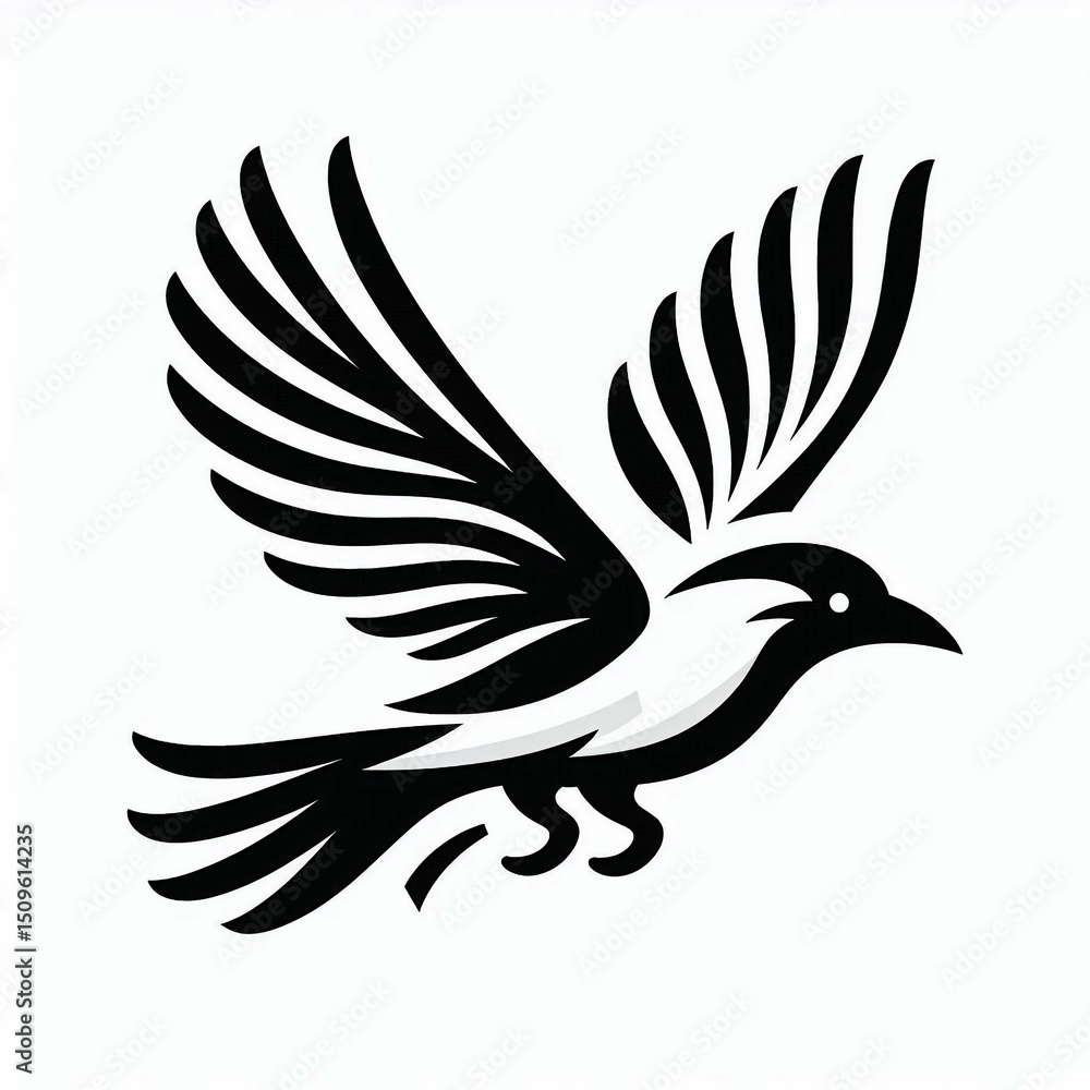Fototapeta premium Minimalist bird flying illustration - perfect for editorial use