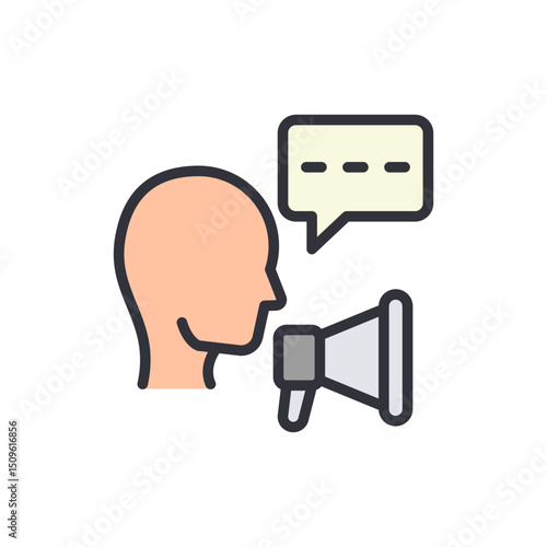 Head With Megaphone Symbolizing Communication Announcing Important Messages
