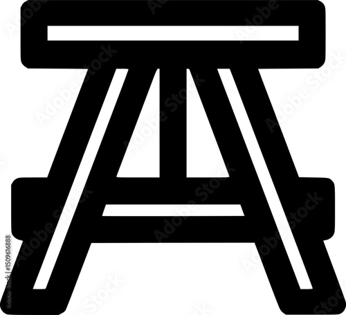 Black symbol of a trestle stand or support structure with bold lines