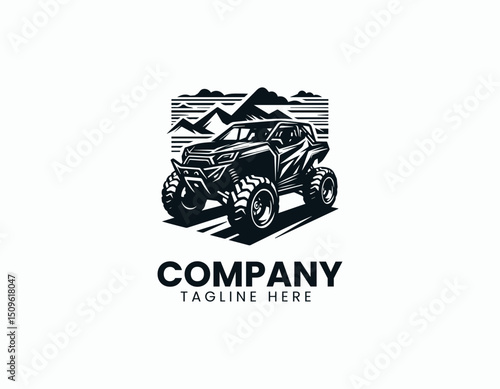 Dynamic Powerful All-Terrain Vehicle Adventure-Ready Outline Vector Logo Design