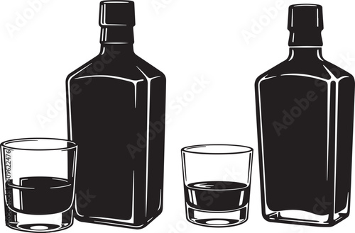 Alcohol drinkware collection silhouette vector illustration