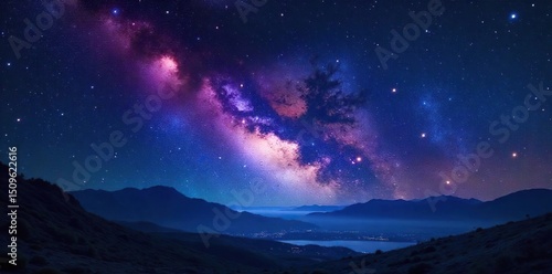 Celestial tapestry of stars forming constellations, a mesmerizing night sky panorama Perfect for astrology, astronomy, space, and mystical themes , nebula, cosmos, galaxy