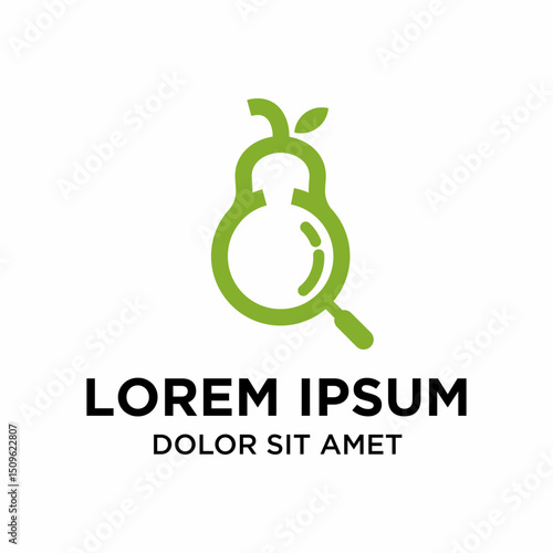 Minimalist Line Pear Magnifying Glass Search Icon Symbol Logo