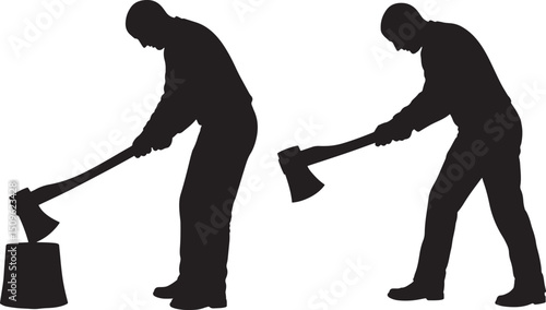 Crossed axes tool silhouette vector illustration