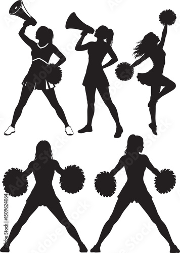 Cheerleader woman jumping silhouette vector illustration